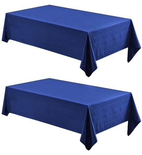 2 Pack Rectangle Tablecloth, 60x104 inch, Water Resistant Wrinkle Free Linen Textured Table Cloth Washable, Decorative Fabric Table Cover for Dining, Party and Camping, Royal Blue