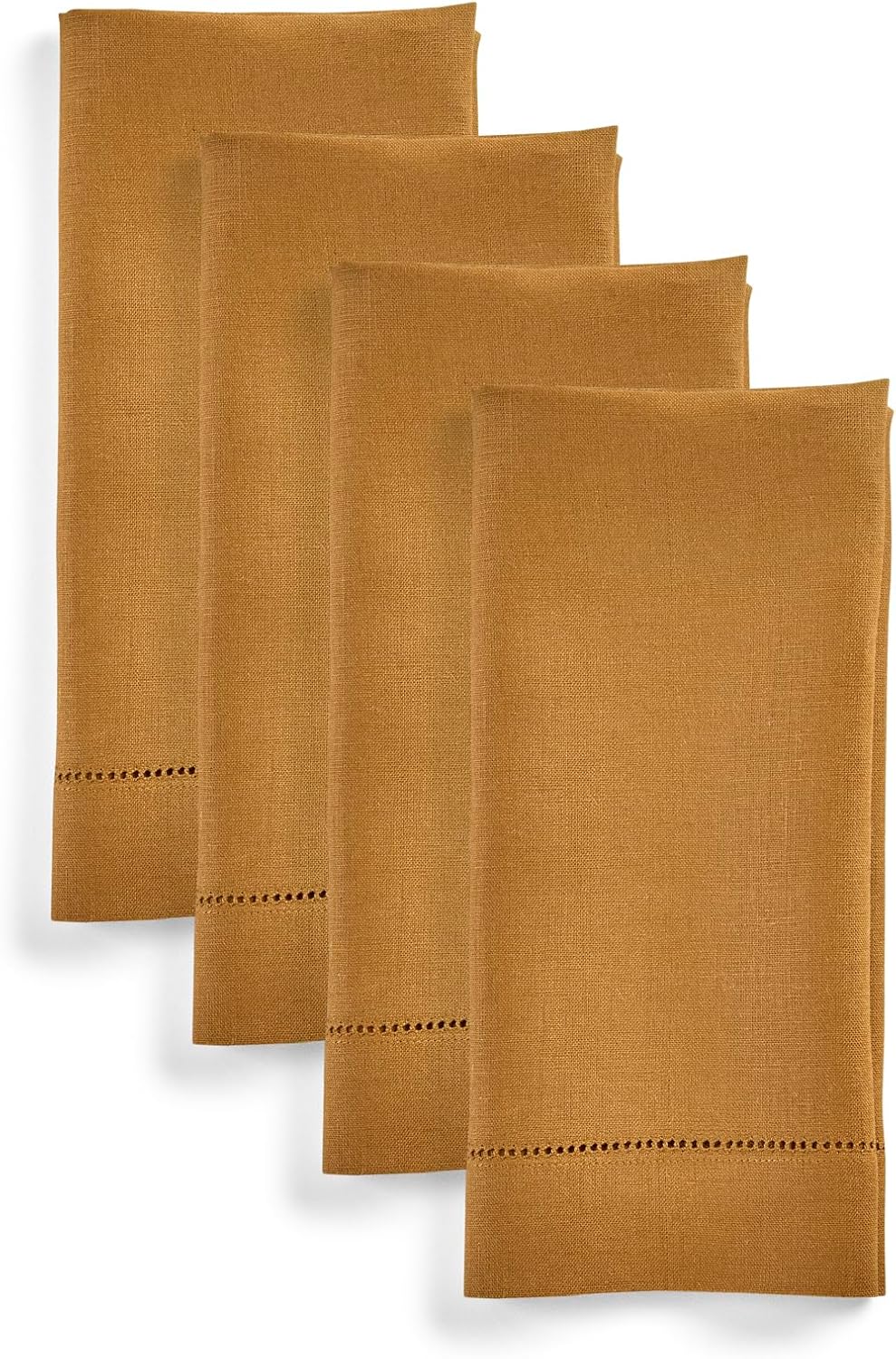 Solino Home Linen Cloth Napkins Set of 4-100% Pure Linen Brown Sugar Dinner Napkins 20 x 20 Inch for Fall, Autumn, Thanksgiving - Classic Hemstitch, Handcrafted and Machine Washable