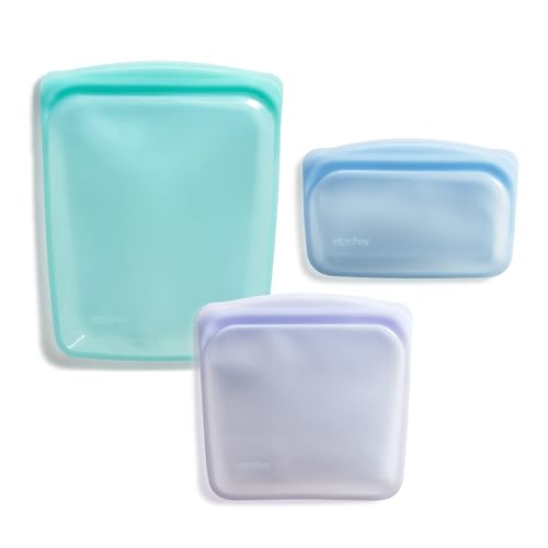 Stasher Premium Silicone Reusable Food Storage Bags, 3-Pack, Multi, Multi-Use Food Storage Bags, Lunch Bag, Travel Containers, BPA Free, Leak-free, Dishwasher-Safe, Eco-friendly