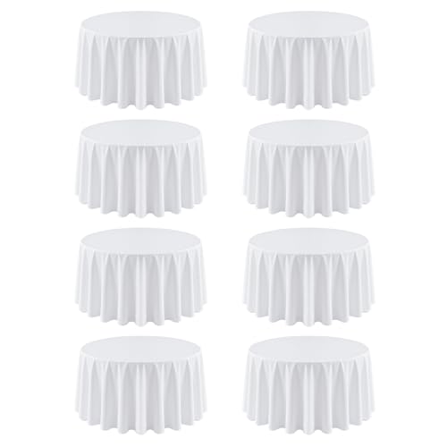 8 Pack Round Tablecloth 90 Inch White