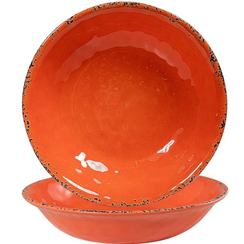ZAROCRUS Rustic Melamine 130 OZ Serving Bowls (Orange)