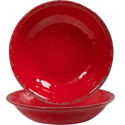 ZAROCRUS 13.75" x2.75'' Extra Large Melamine Serving Bowls (Red)