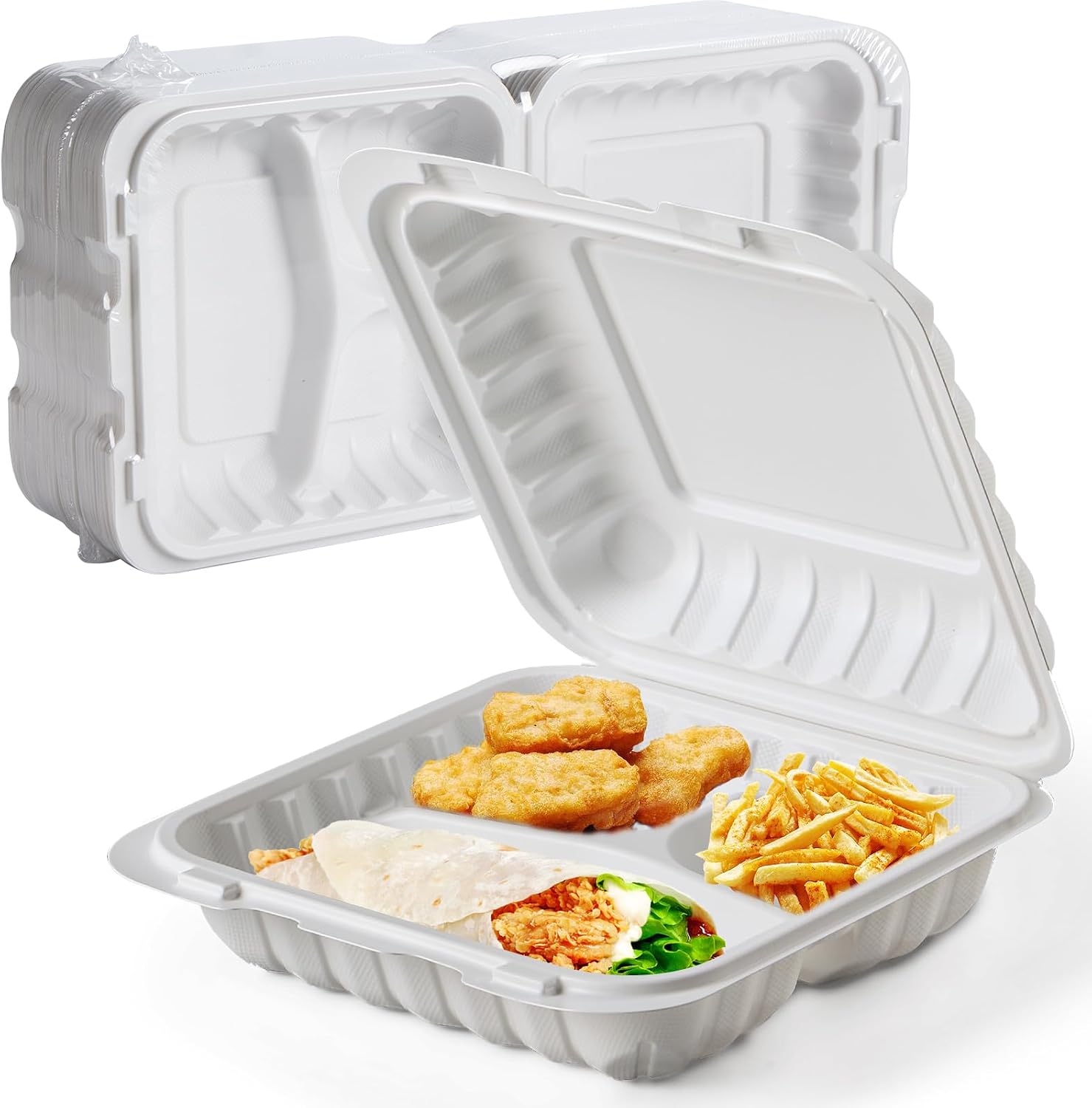 EKOSAVOR 3-Compartment Clamshells