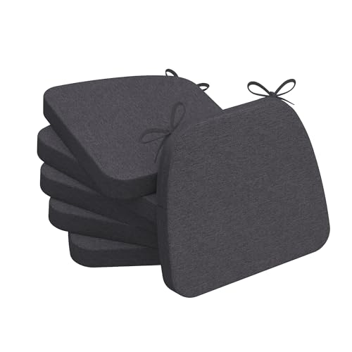 AAAAAcessories D-Shaped Chair Cushions (Set of 6, Dark Grey)