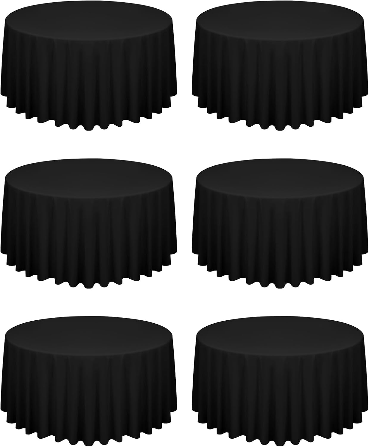 6 Pack Black Round Tablecloth 120 Inch Circle Polyester Table Cloth, Washable Fabric Stain and Wrinkle Resistant Table Covers Round Tableclothes for Wedding Parties Banquet Reception Dining