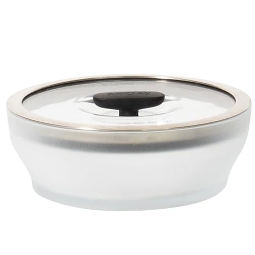 Anyday 4-Cup Microwave Cookware & Glass Container with Glass Lid, Plastic-Free Shallow Food Storage | Stackable Airtight Steamer with Vented Lid for Microwave-Safe Reheating, Steaming Vegetables