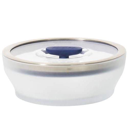 Anyday 4-Cup Microwave Cookware & Glass Container with Glass Lid, Plastic-Free Shallow Food Storage | Stackable Airtight Steamer with Vented Lid for Microwave-Safe Reheating, Steaming Vegetables