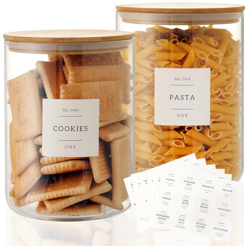 Set of 2 Large Glass Flour & Sugar Containers