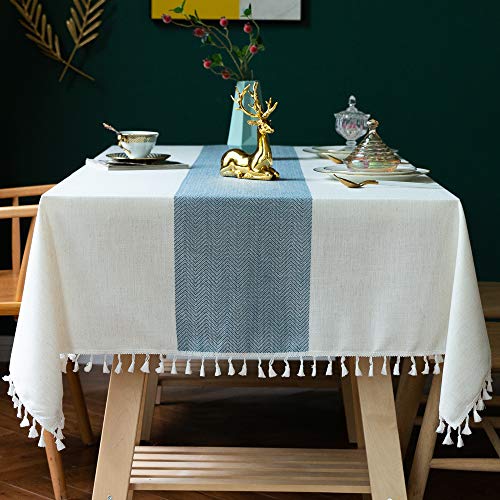 Oubonun Cotton Linen Rectangular Tablecloth