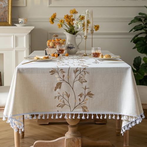 Oubonun Cotton Linen Rectangular Tablecloth