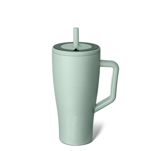 BruMate Era 30 oz Tumbler with Handle and Straw | 100% Leakproof Insulated Water Bottle Tumbler with Lid and Flexible SoftSip Straw | Made of Stainless Steel | Cup Holder Friendly | 30oz (Sage)