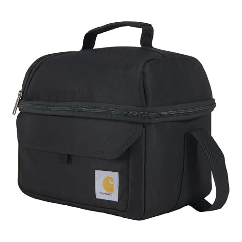 Carhartt 12 Can Two Compartment Lunch Box | Durable, Fully-Insulated Lunch Bag for Women & Men, Large Lunchbox (Black)