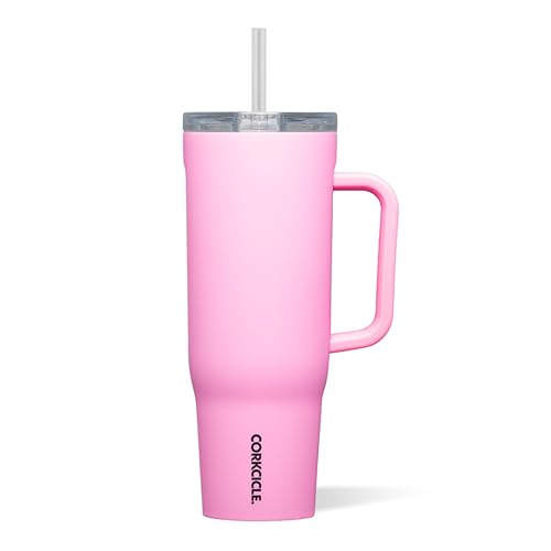 Corkcicle Cruiser Insulated Tumbler - Keeps Drinks Cold 20 Hours - Triple-Insulated Stainless Steel - Spill-Proof Lid - 40 oz - Sun-Soaked Pink