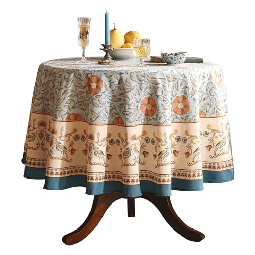 patdrea Designer French Linen Blue Round Table Cloth