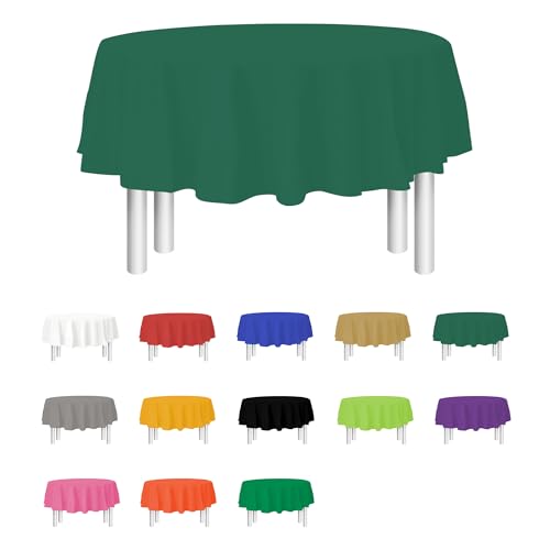Green Disposable Plastic Tablecloth for Round Tables (36 Pack) Table Cloths for Parties, Events & Weddings, Indoors & Outdoors, 84 inches, Plastic Table Cover