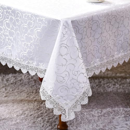 Artbloss White Jacquard Tablecloth