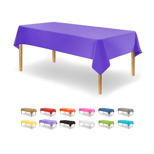 Purple Disposable Plastic Tablecloth for Rectangle Tables (48 Pack) Premium Decorative Table Cloths for Parties, Events & Weddings, Indoors & Outdoors, 54 x 108 inche