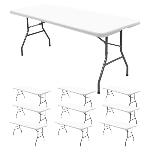 10 Pack Stretch Fabric Table Top Cap Cover, fits 6' Tables, Spandex Table Covers Washable Elastic Rectangle Tablecloth Protector for Indoor Outdoor Party Picnic Wedding, White, 30" W x 72" L