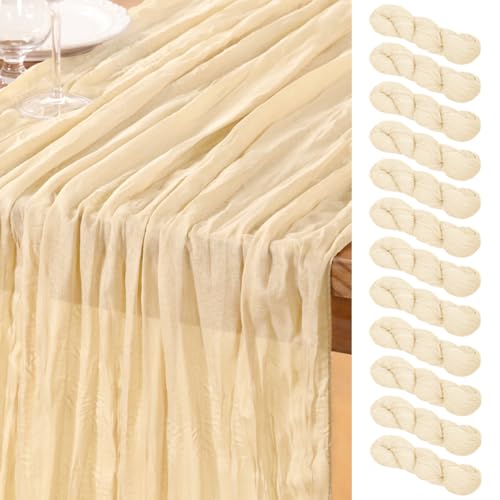 Beige Cheesecloth Table Runner 12 Pack 35 x 120"
