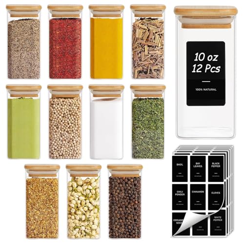 ComSaf 12Pcs Glass Spice Jars