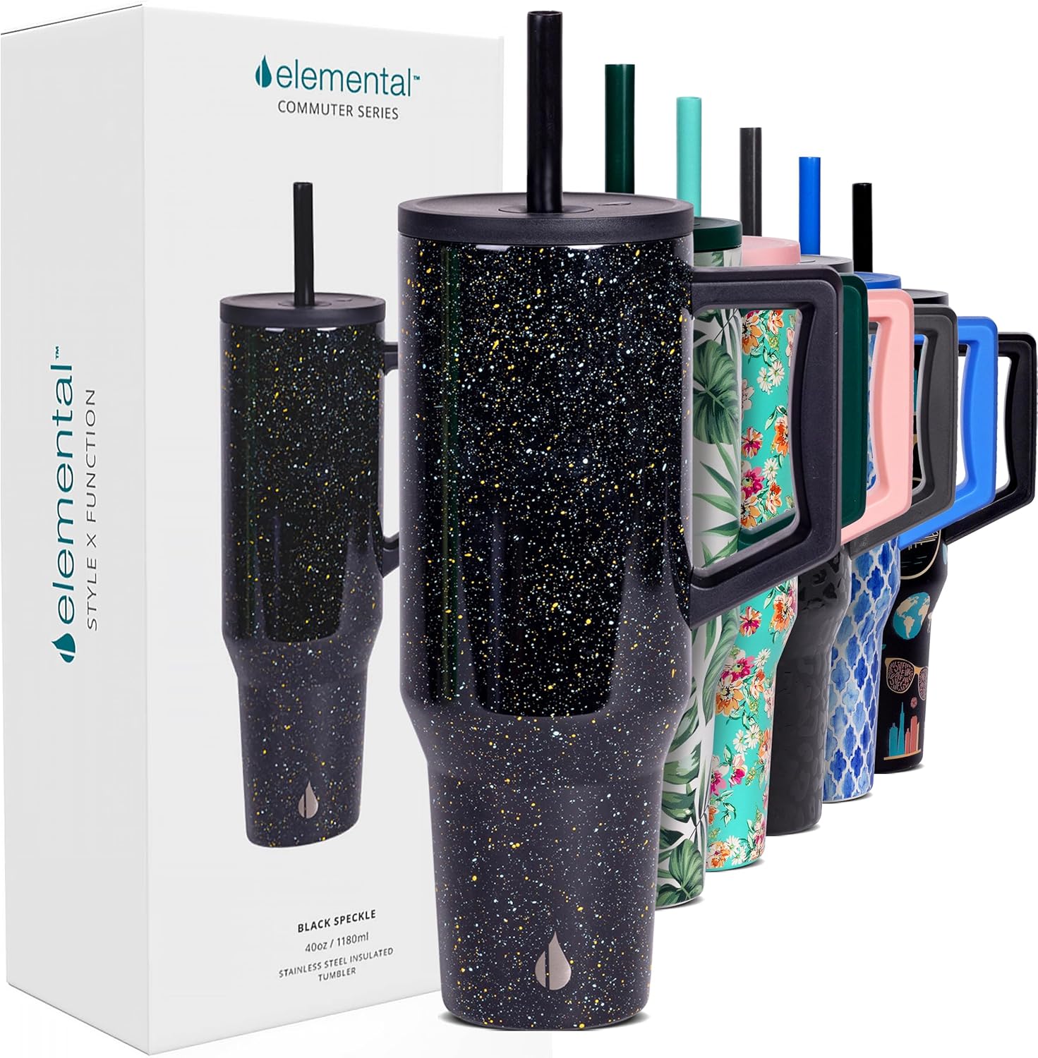 Elemental 40 oz Tumbler — Black Speckle