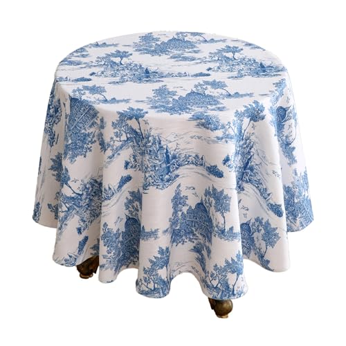 patdrea 67" Round Cyan Tablecloth