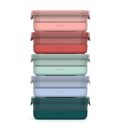 Ello Plastic Meal Prep Set BPA Free Plastic Food Storage Container with Silicone Boot and Airtight Lids, Dishwasher, Microwave, and Freezer Safe.