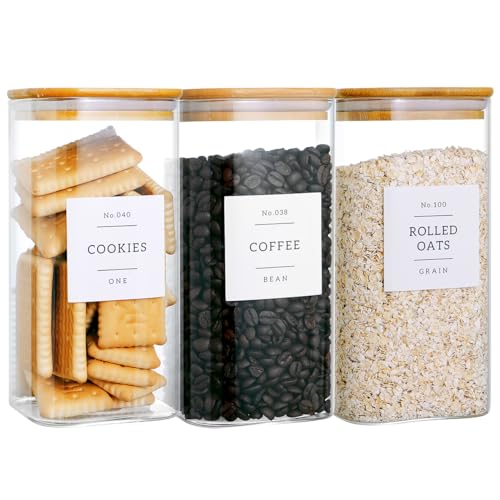 3 Pack Square Glass Storage Jars