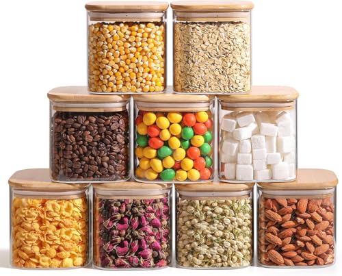 ComSaf 0.7 Qt Glass Food Storage Jars Set of 9