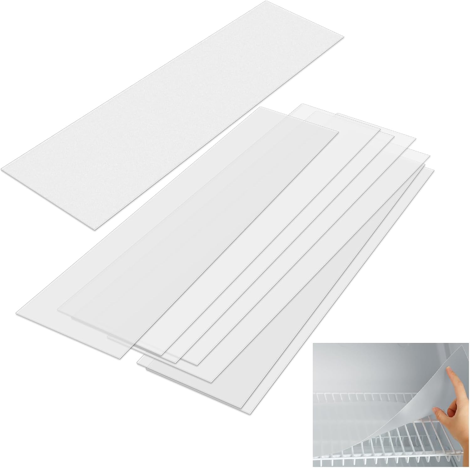Barydat 8 Pcs Frosted Plastic Shelf Liner Waterproof Non Adhesive Shelf Mats for Wire Shelves Strength Wire Shelving Cover for Kitchen Shelving Unit Pantry Cabinet Storage (Clear,16 x 72 Inch)