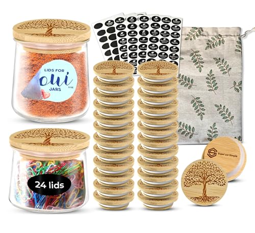 Oui Yogurt Jar Lids Bamboo (24-Pack)