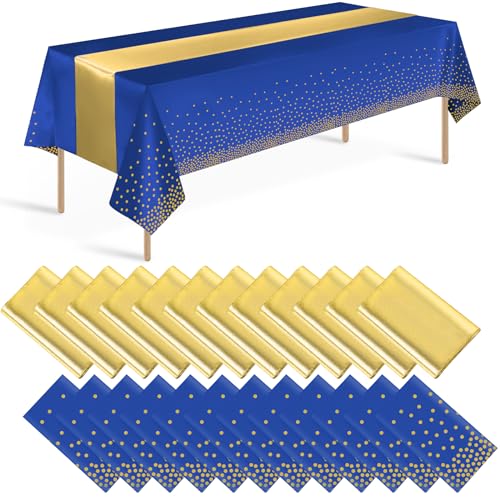 Zachely Blue & Gold Tablecloth Set