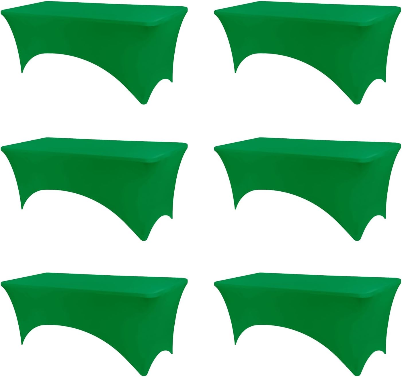 Table Covers for 8 Foot Tables, 6 Pack Emerald Green Washable and Wrinkle Resistant Stretch Tablecloths Rectangle 8ft for Events, Wedding, Banquets, Parties