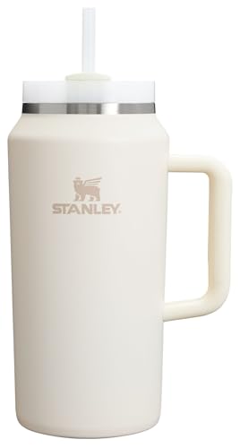STANLEY Quencher H2.0 Tumbler with Handle & Straw 64 oz | Flowstate 3-Position Lid | Large Capacity for Travel & Sports | Insulated Stainless Steel Cup | BPA-Free | Cream 2.0
