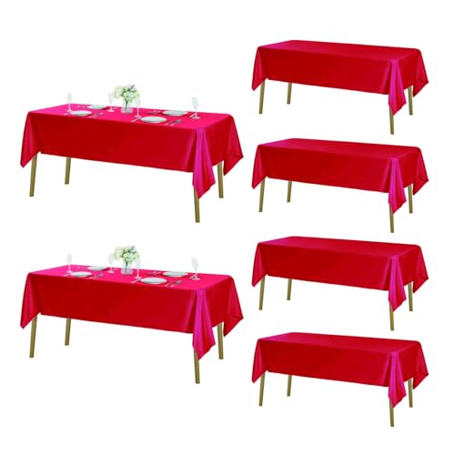Fokitut 6 Pack Rectangle Tablecloth, 60x120 Inch - Red