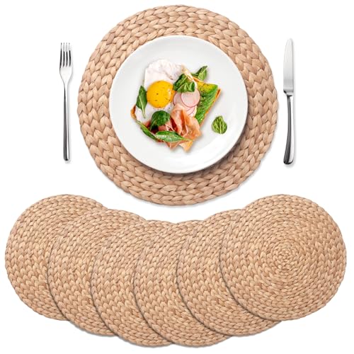 YANGQIHOME 6 Pack Round Woven Placemats