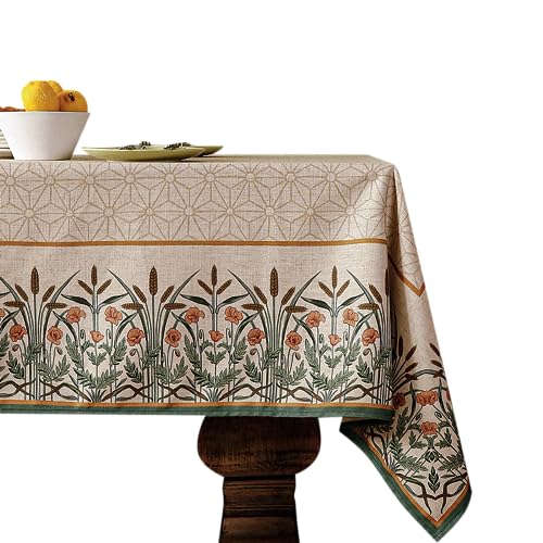 patdrea Designer Linen Rectangle Table Cloth,Vintage Anti-Wrinkle Durable Breathable French Extra Long Tablecloth,Dacorative for Kitchen Dining,Holiday,Christmas,Thanksgiving,67"x118"-Cudillero