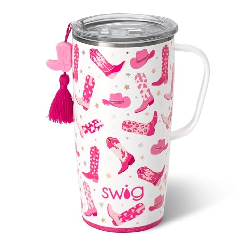 Swig Life 22oz Travel Mug, Insulated Tumbler with Handle and Lid, Cup Holder Friendly, Dishwasher Safe, Stainless Steel, Travel Coffee Cup, Insulated Mug with Lid (Let's Go Girls)