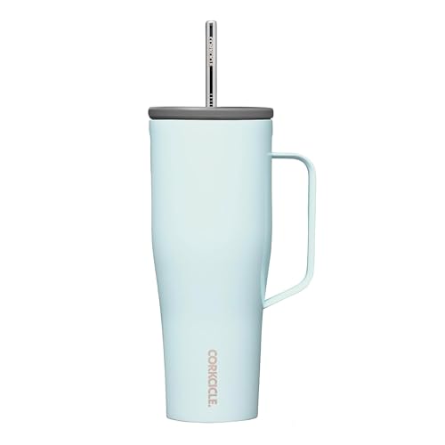 Corkcicle Cold Cup XL - Insulated Tumbler with Handle - Keeps Drinks Cold 12 Hours - Triple-Insulated - Spill-Proof Lid - Summer Drinkware Gift - Keeps Drinks Ice Cold - 30 oz - Gloss Powder Blue