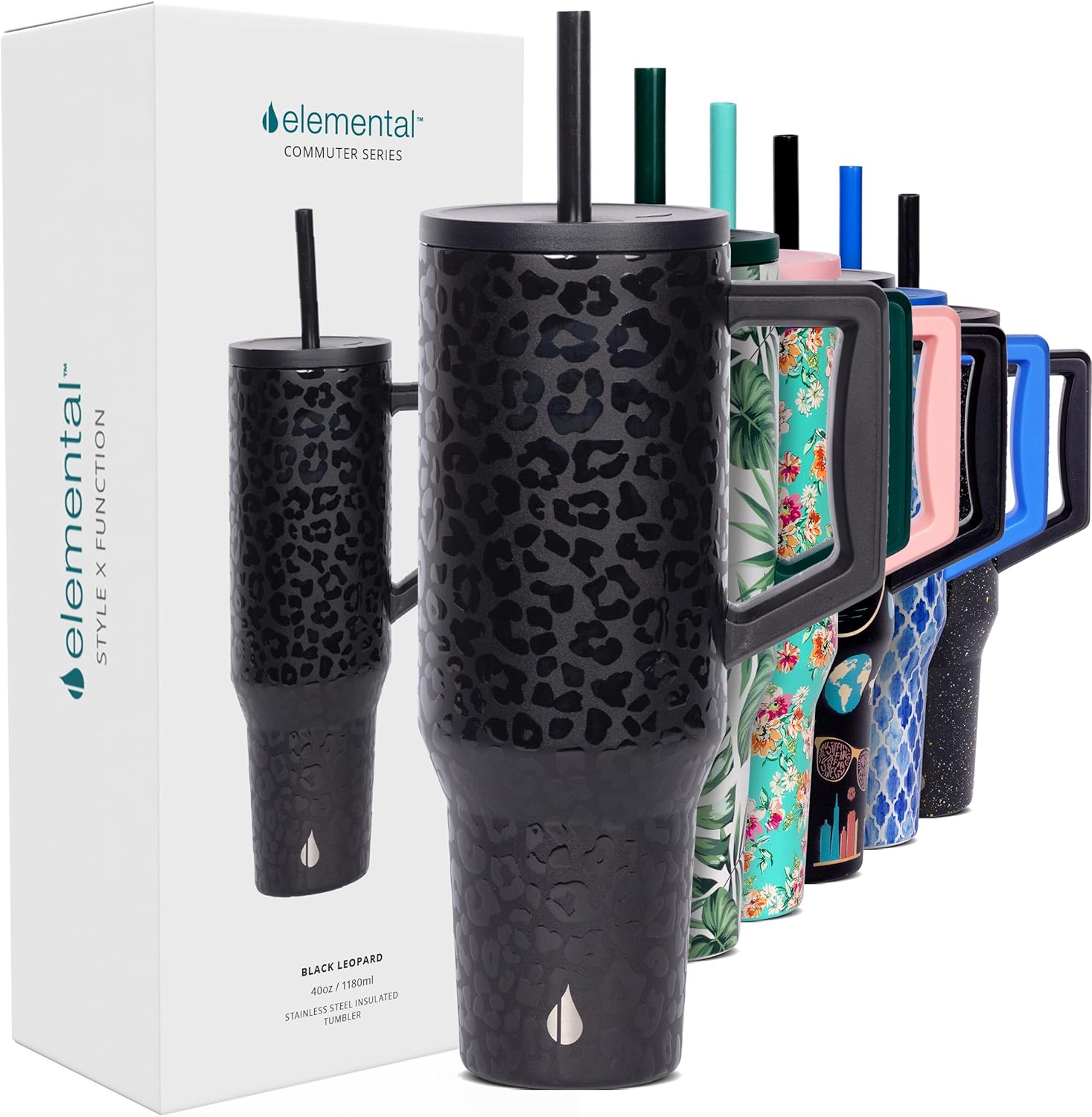 Elemental 40 oz Tumbler - Black Leopard