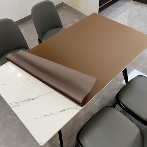 Leather Table Cover (Mud Color+Champagne Gold,35.4x70.9)