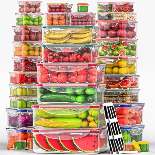 70 Pcs Large Food Storage Containers with Lids Airtight-2500ML to Small Box,Total 22812 ML Stackable Kitchen Bowls Set(35 Containers,35 Lids)-BPA Free Leak proof Plastic Boxes-Microwave safe