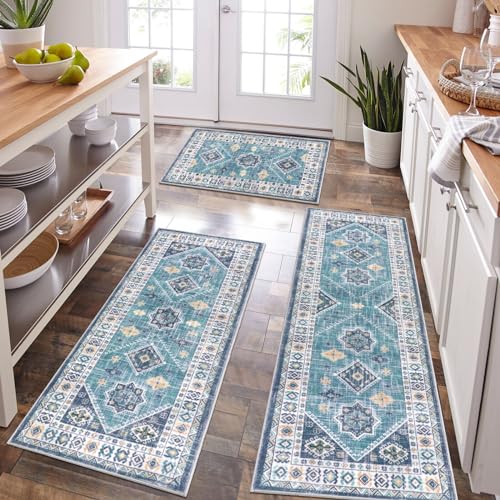 HEBE Boho Kitchen Rug Sets 3 Piece with Runner