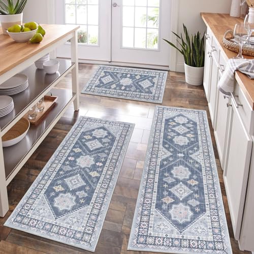 HEBE Boho Kitchen Rug Sets 3 Piece with Runner