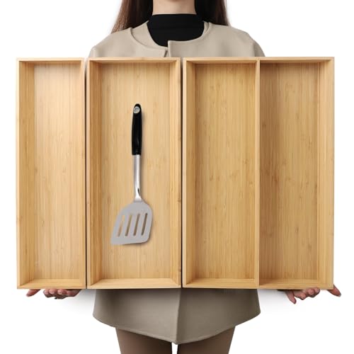 V-Shaped Bamboo Drawer Organizer Set of 3