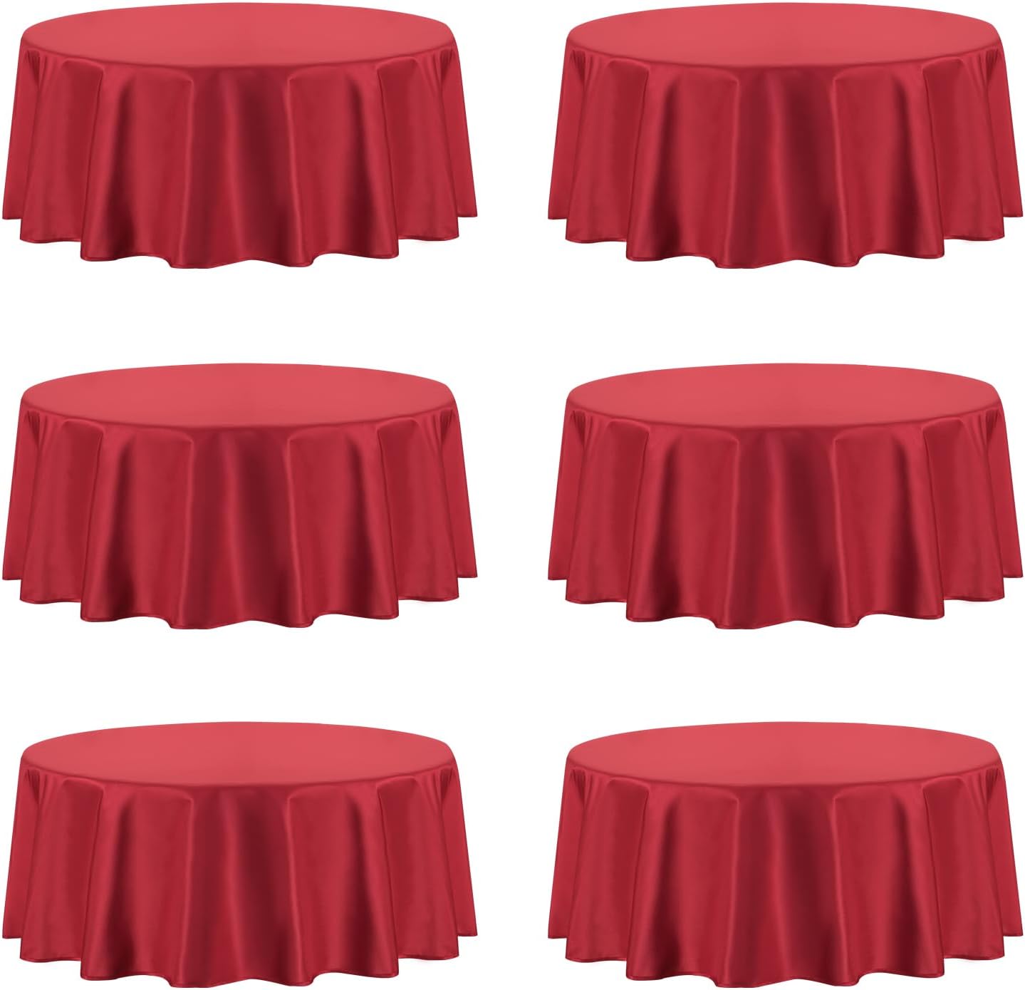 PureFit 6 Pack Round Red Table Cloths 90 Inch