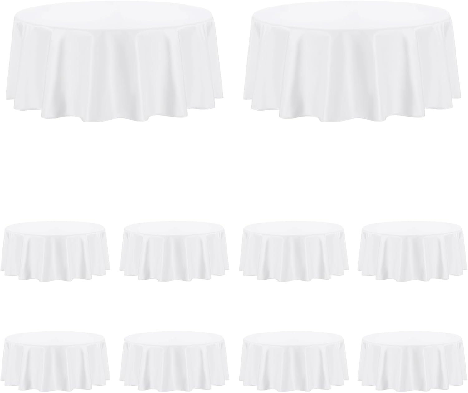 PureFit 10 Pack Round White Table Cloths 120 Inch for Round Tables, Stain and Wrinkle Resistant Table Linens for Home Use, Wedding, Party, Banquet and Camping