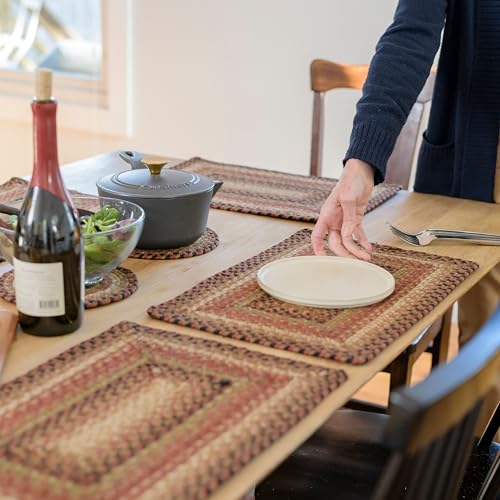 Homespice Gingerbread Jute Woven Placemats, Warm Country Decor, Set of 4, Brown 13x19 Rectangle Table Mats - Vibrant Colors, Durable, Easy to Clean and Protects Furniture