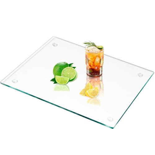 Glass Cutting Board for Kitchen, 24'' x 18" Extra large Clear Glass Cutting Boards, Tempered Chopping Board with Non Slip Feet for Heat, Shatter and Scratch Resistant, Dishwasher Safe