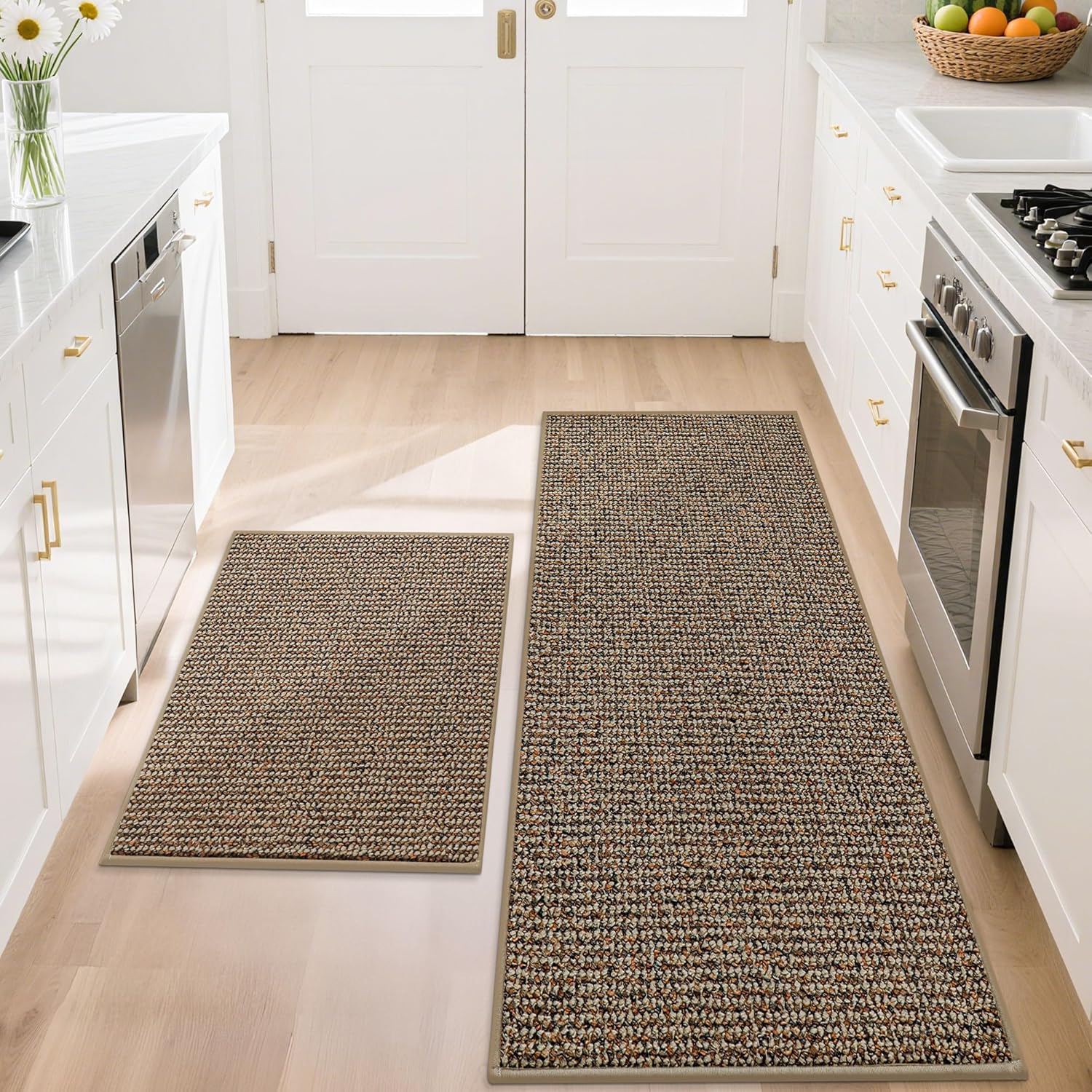 BEQHAUSE Kitchen Rugs and Mats 2PCS (Taupe)